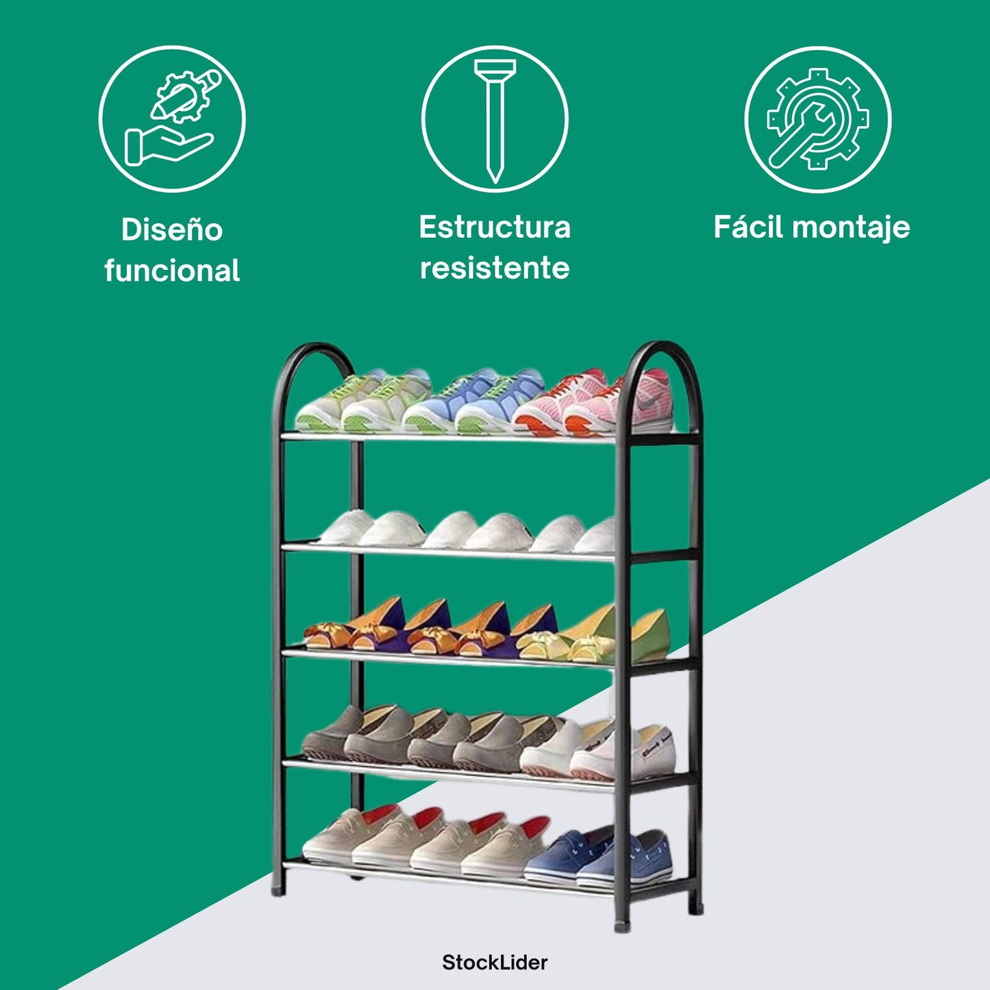 ZAPAHOME® Estantería Zapatero con 5 Baldas – Alta Resistencia y Estilo