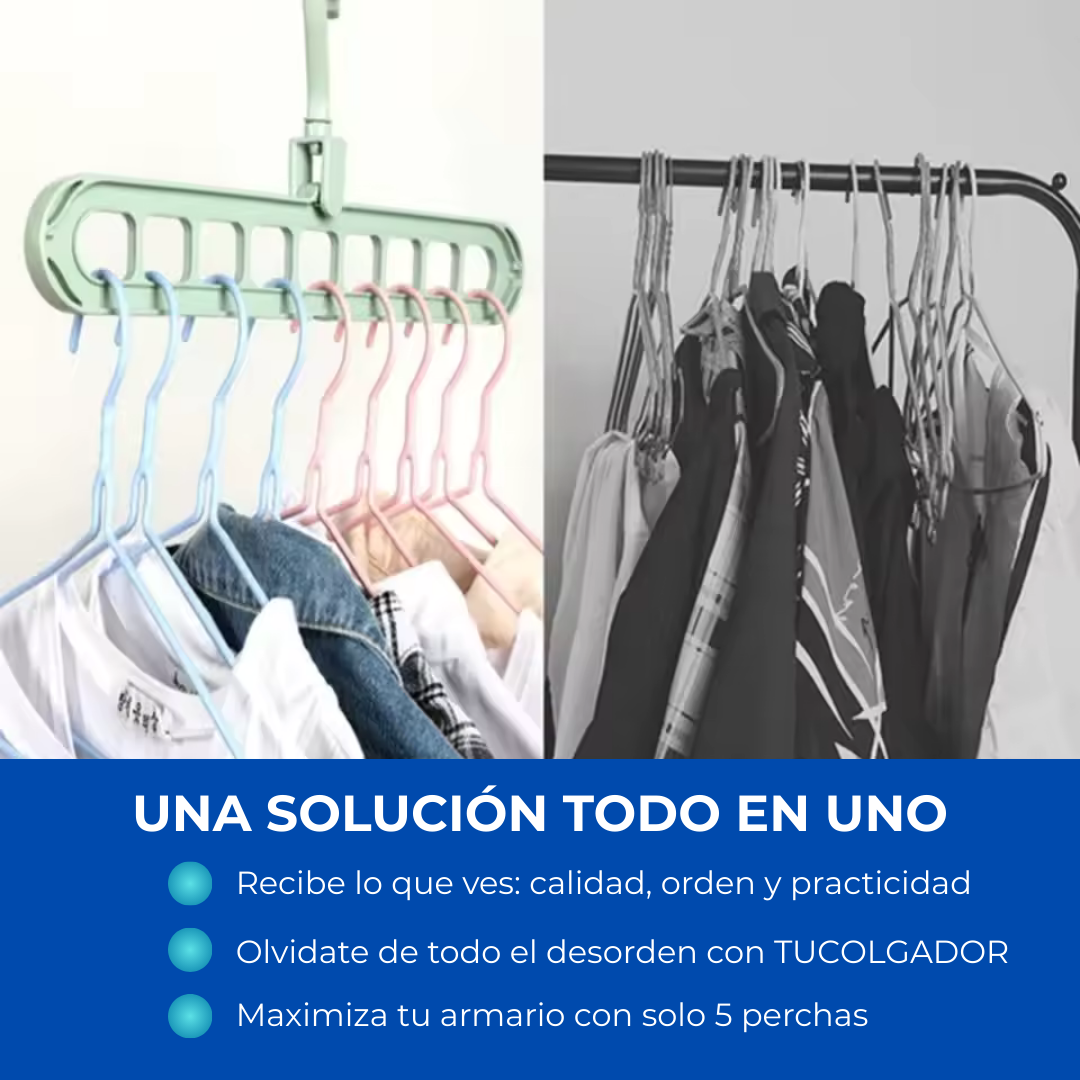 TUCOLGADOR® Pack 5 Perchas Multiuso – Ahorra Espacio y Organiza tu Ropa