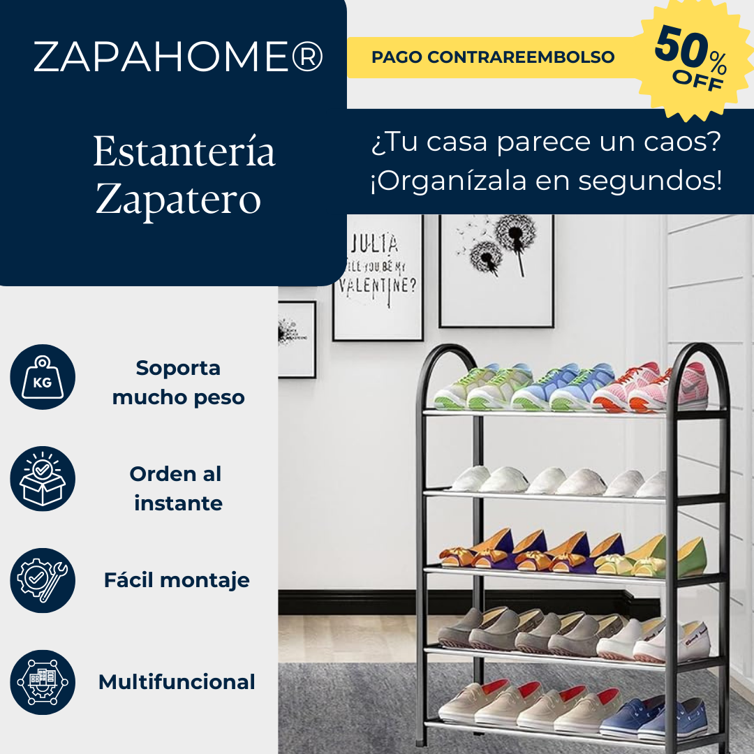 ZAPAHOME® Estantería Zapatero con 5 Baldas – Alta Resistencia y Estilo