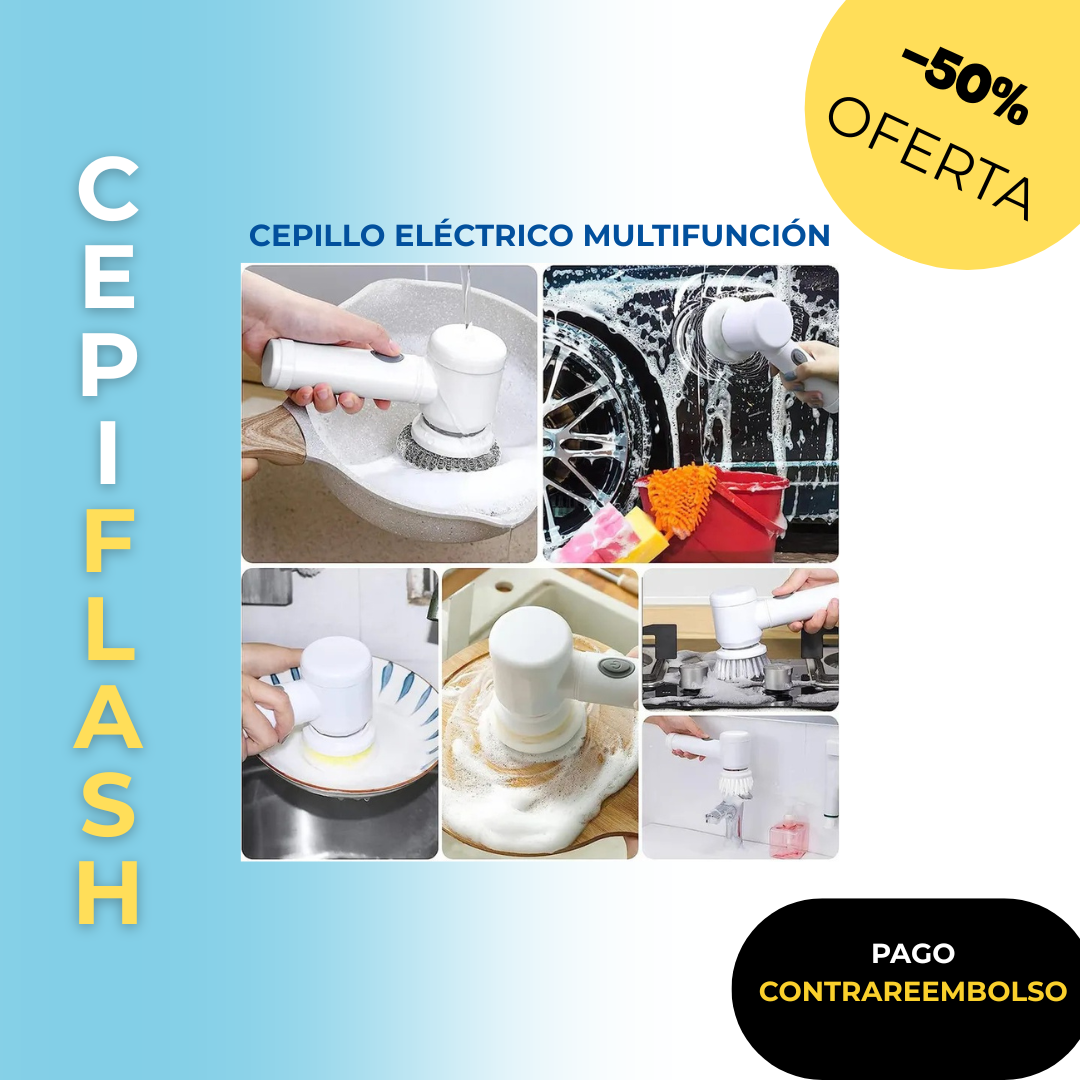 CEPIFLASH® Cepillo de Limpieza Eléctrico Multifuncional – ¡Limpieza rápida y eficiente para todo tu hogar!