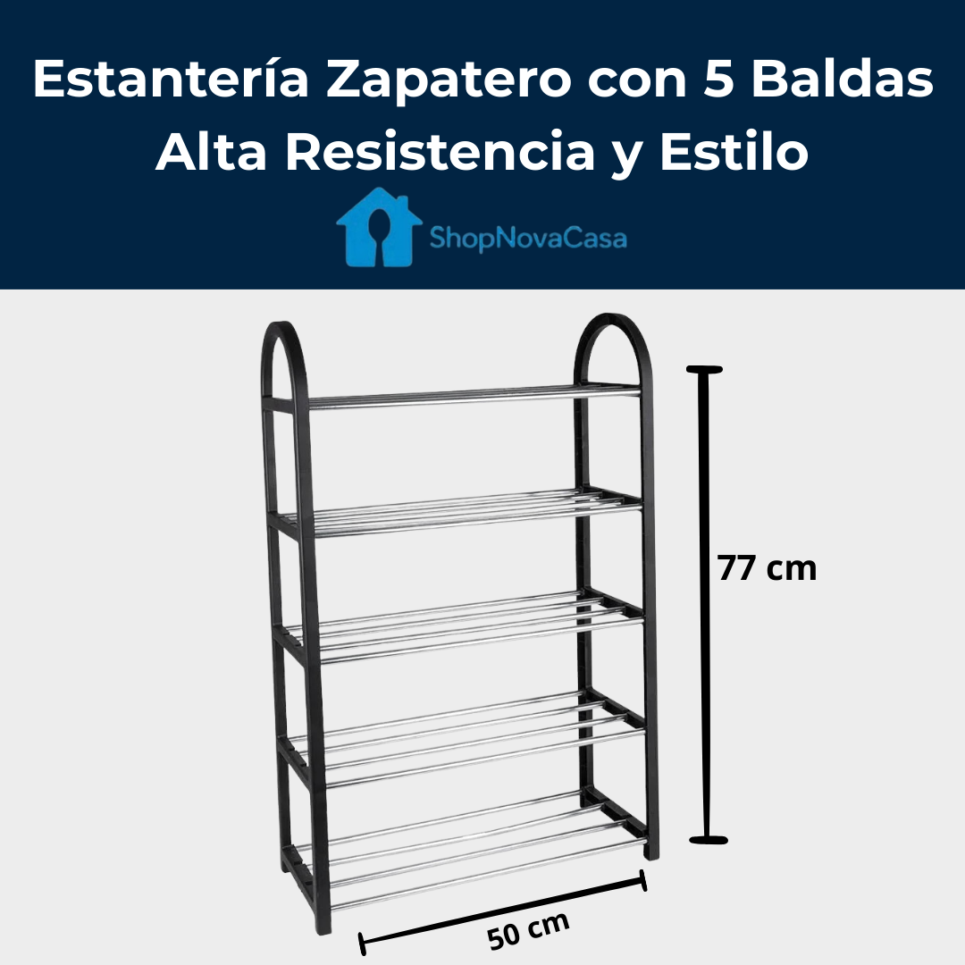 ZAPAHOME® Estantería Zapatero con 5 Baldas – Alta Resistencia y Estilo