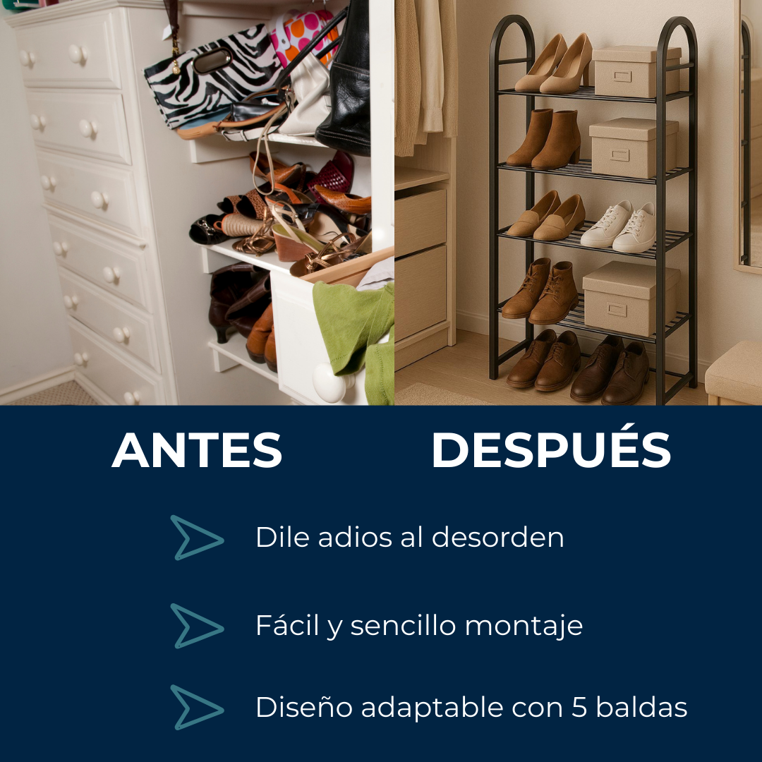 ZAPAHOME® Estantería Zapatero con 5 Baldas – Alta Resistencia y Estilo