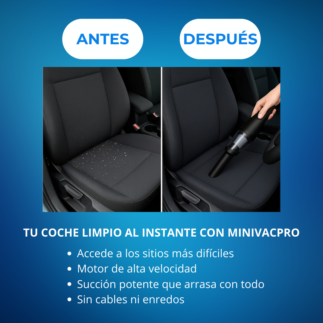 MINIVACPRO® Aspirador Portátil para Coche o Casa – Potencia, Comodidad y Limpieza al Instante