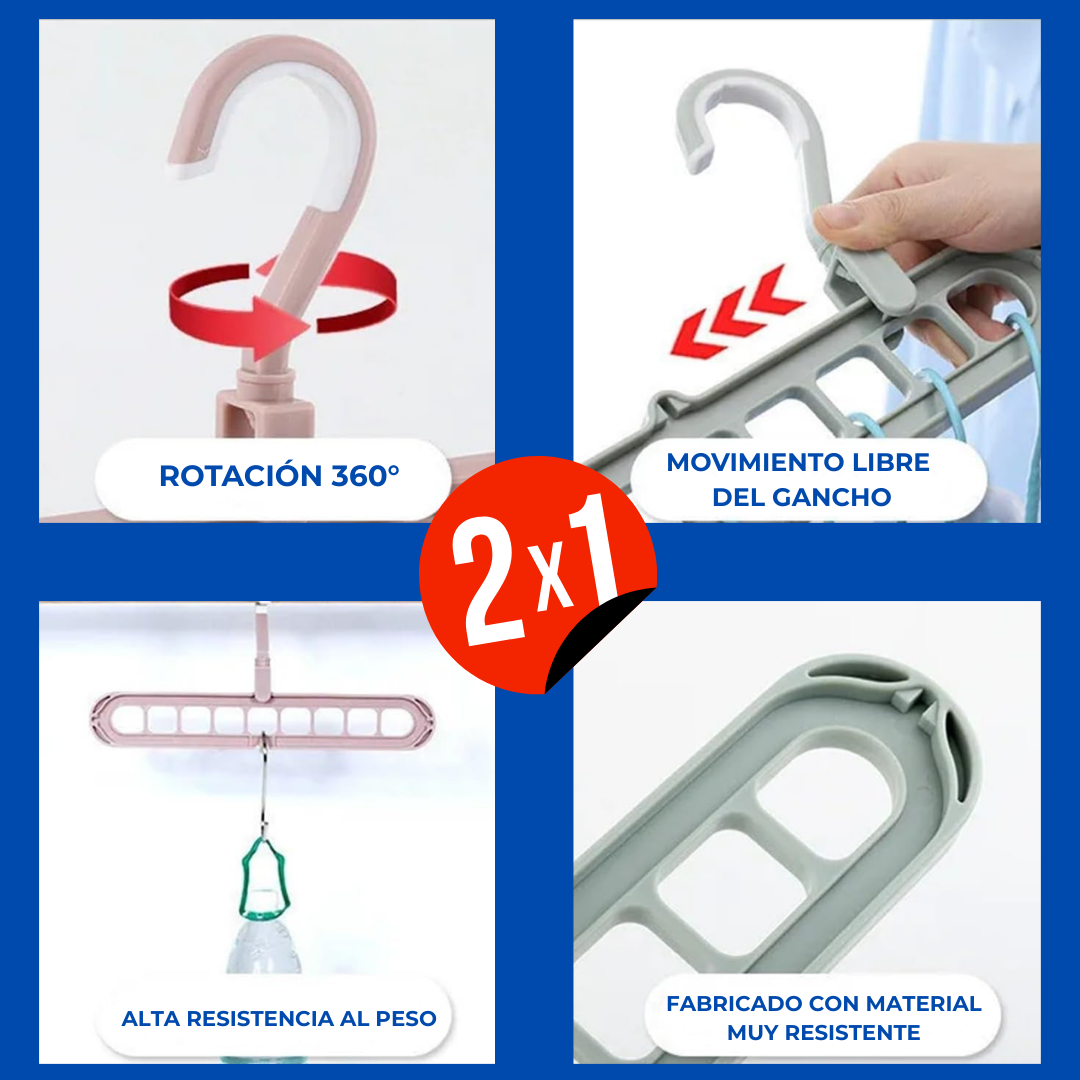 TUCOLGADOR® Pack 5 Perchas Multiuso – Ahorra Espacio y Organiza tu Ropa