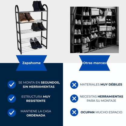 ZAPAHOME® Estantería Zapatero con 5 Baldas – Alta Resistencia y Estilo