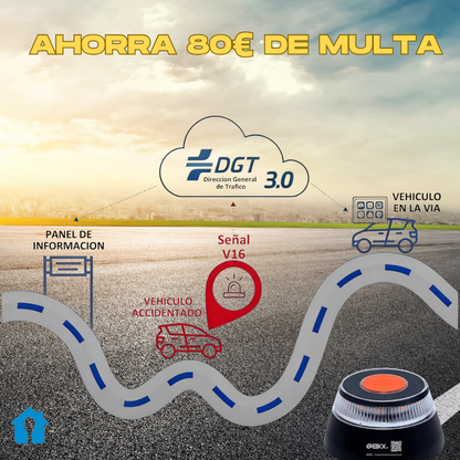 SAFELIGHT® Luz De Emergencia V16 - Evita sanciones y protégete ya.