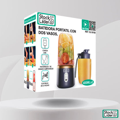PORTAMIX® Batidora Portátil con Dos Vasos – La forma más fácil de disfrutar tus batidos.