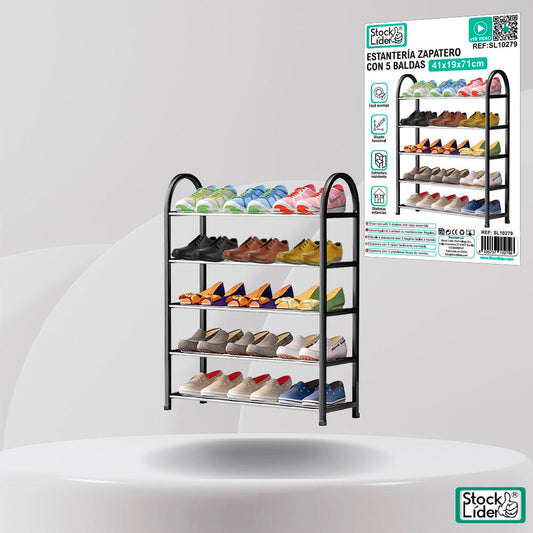 ZAPAHOME® Estantería Zapatero con 5 Baldas – Alta Resistencia y Estilo